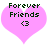 Two identical pink heart-shaped icons with dark green text reading 'Forever Friends' and a '<3' symbol, displayed side-by-side.