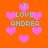 Pixelated orange background with pink heart shapes and light blue text reading "I LOVE ANDREA" in multiple positions.