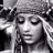 A 48x48 pixel buddy icon split into two sections: a grayscale portrait of a woman with closed eyes on the left and green text "Original Icons .com" on a dark green background on the right.