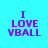 Four variations of a pixelated text design on cyan background with purple letters and blue bars, each showing different placement of the phrase "I LOVE VBALL".