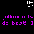 Pixelated white heart symbol above repeated purple text on black background.