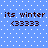 Blue background with white dots, four identical pixelated text blocks reading 'its winter' above '<33333' in dark brown.