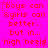 Bright pink background with red pixelated text repeating 'boys can & girls can better... but in... high heels' across three , each containing a small star symbol