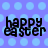 Pixelated 'happy easter' text on a blue polka-dot background in an animated contact sheet with three visible frames showing slight variations.