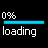 Animated sequence showing loading progress bars with percentage text, transitioning from 0% to 100%, then displaying an error message.
