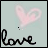 identical light blue squares each containing a pink heart and the word 'love' in black script
