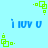 Pixelated blue text 'i luv u' appears in two horizontal pairs on a light cyan background, with green square-based icons positioned around the text.