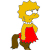 Pixelated character with yellow hair, red dress, brown pants walking left to right against white background.