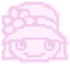 Pixelated pink avatar with floral headband showing multiple facial expressions