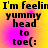 Yellow and pink gradient background with black text reading "I'm feelin yummy head to toe(:" in four identical
