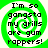 Four identical green and white spiral-patterned icons with black text reading "I'm so gangsta my grills are gum rappers!" arranged in a
