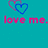 Pixelated icon with teal and blue sections containing hearts, text, and names.