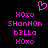 A static pixel art image with a black background, displaying pink text and a heart symbol arranged in a vertical layout.