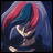 A 48x48 pixel buddy icon featuring a stylized anime character with blue and red hair on the left, paired with "Anime IM" text in white pixelated font on a black background to the right.