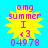 Yellow starburst shape with pink text on cyan background; four identical static frames show "omg summer I <3 04978" in pixelated font.