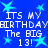 Blue background with repeating white text and cyan stars, animated with star movement.