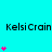 Cyan background with repeated 'KelsiCrain' text and pink heart symbols in varying quantities and positions across frames.