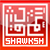 Red square icon with white border containing stylized white Chinese characters and 'SHAWKSH' text below, pixelated rendering on red gradient background.
