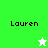 Green and white pixelated icon with 'Lauren' text and a star symbol changing color between white and green.