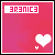 Pixelated pink gradient background with white heart icon and text variations in top-left corner across frames.