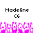 Pixelated text 'Modeline' and 'C6' above a pink floral pattern on white background.