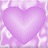 A static pixelated heart icon in varying shades of purple and pink with a soft gradient fill, set against a light background.