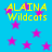 Blue background with pink stars and yellow text reading "ALAINA Wildcats" repeated across the image.