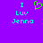 Pixelated text and heart symbol on purple background with cyan and green elements.