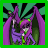 Animated pixel art of a purple-haired faerie character with green accents holding a glowing wand, displayed in a 2x2 contact sheet format with three visible frames showing subtle pose changes.