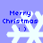 Four identical pixelated snowflakes with "Merry Christmas :)" text on a light purple background, each showing slight variations in snowflake shape and text alignment.
