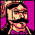 Pixelated 50x50 static icon featuring a stylized character with black hair, glasses, and a mustache against a magenta background with pink pixelated accents.