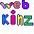 Pixelated text 'web kiz' in vibrant colors on a light checkered background with a small purple dot above the 'i'.