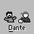 Pixelated buddy with two figures, text overlays, and varying labels across frames