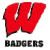 A static 50x50 pixel buddy icon featuring a large red stylized 'W' with black outlines and white highlights above the word 'BADGERS' in blocky gray text on a transparent background.