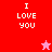 Four display "I LOVE YOU" text with star symbols; top-left and bottom-right stars change color from pink to red