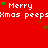 Red background with repeated white text 'Merry Xmas peeps' and green star icons, static image.