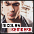 Pixelated static image of a person with text overlay reading NICOLAS BEMBERG in black and red block letters, set against a light background with dark clothing visible.