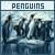 Static pixelated icon showing a group of penguins on ice with the word "PENGUINS" at the top, rendered in low-resolution grayscale tones.