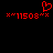 Red pixelated text and symbols on black background, with heart symbol above left text block.
