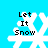 White pixelated snowflake with black text "Let It Snow" on bright blue background, four identical instances arranged in a