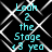 Cyan text reading "Leah 2 the Stage +3 yea" on a black background with white geometric lines, repeated in four identical quadrants.