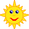 Two pixelated yellow suns with orange rays, one smiling with open eyes and the other smiling with closed eyes against a gray background.
