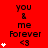 Red background displays repeated text "you & me Forever <3" with white star icons varying in quantity per