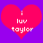 Two identical pixelated red hearts on purple background with white text 'i luv taylor' inside each heart.