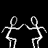 White stick figures on black background depict various paired poses including dancing, holding hands, and interacting in groups of two.