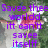 A pixelated image with purple text overlays on a background showing a person in a red top and white shorts, with greenery and a blue object visible.