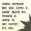 Pixelated text in black on light background with dark jagged shape on right edge.