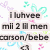 Pixelated text reads 'i luhvee mil 2 lil men carson/bebe' over a white background with pastel-colored butterflies and hearts.
