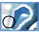 A static icon with a blue and white abstract wave pattern background, featuring a black circular outline on the left side.