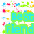 Pixelated icon with green and cyan text reading 'Best Friend' surrounded by scattered colorful pixel clusters in blue, pink, yellow, and green.